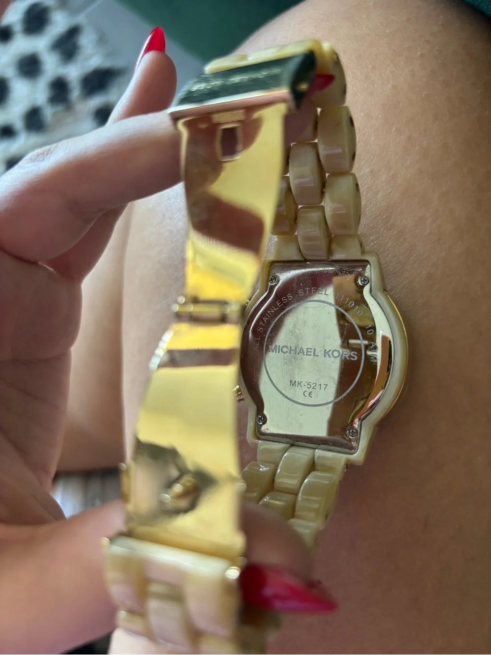 Michael Kors Women’s Gold-Tone/Horn Chronograph Watch